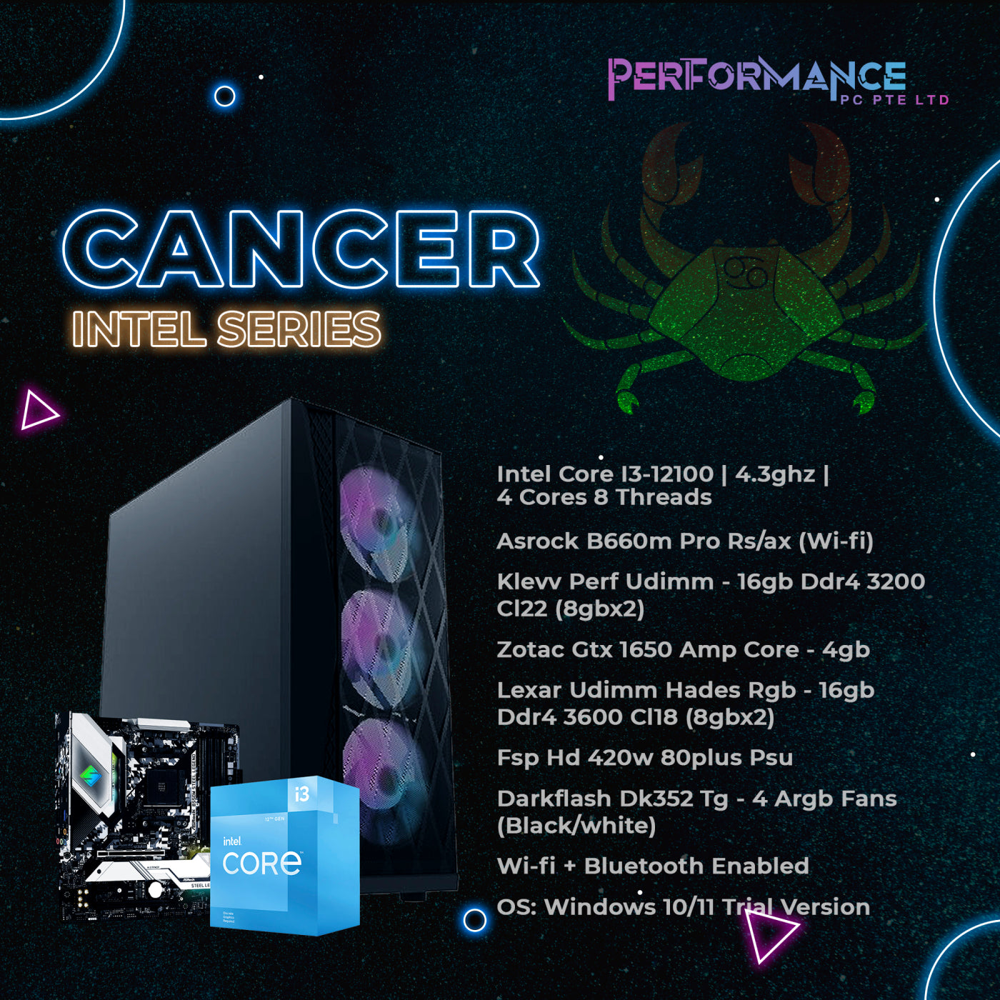 Zodiac Gaming Pc Bundle - Office Desktop / Student Desktop PC - CANCER (LOCAL WARRANTY 3 YEARS BY PERFORMANCE PC PTE LTD)