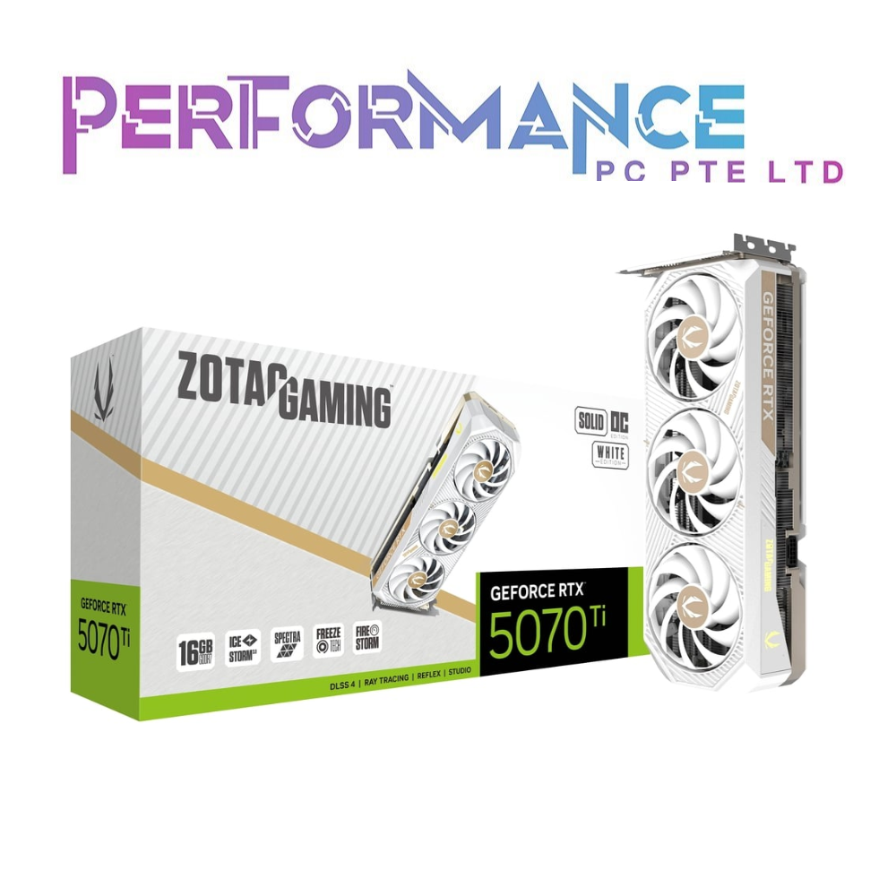 ZOTAC GAMING GeForce RTX 5070 Ti 5070TI 16GB SOLID CORE OC WHITE EDITION (3 YEARS WARRANTY BY TECH DYNAMIC PTE LTD)