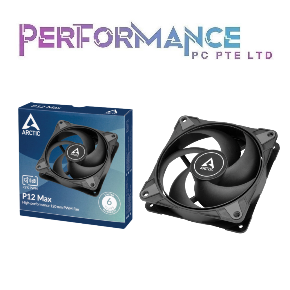 Arctic P12 Max High Performance 120 mm Fan 3300 RPM Non-ARGB Fan - Black / White (6 YEAR WARRANTY TECH DYNAMIC PTE LTD)