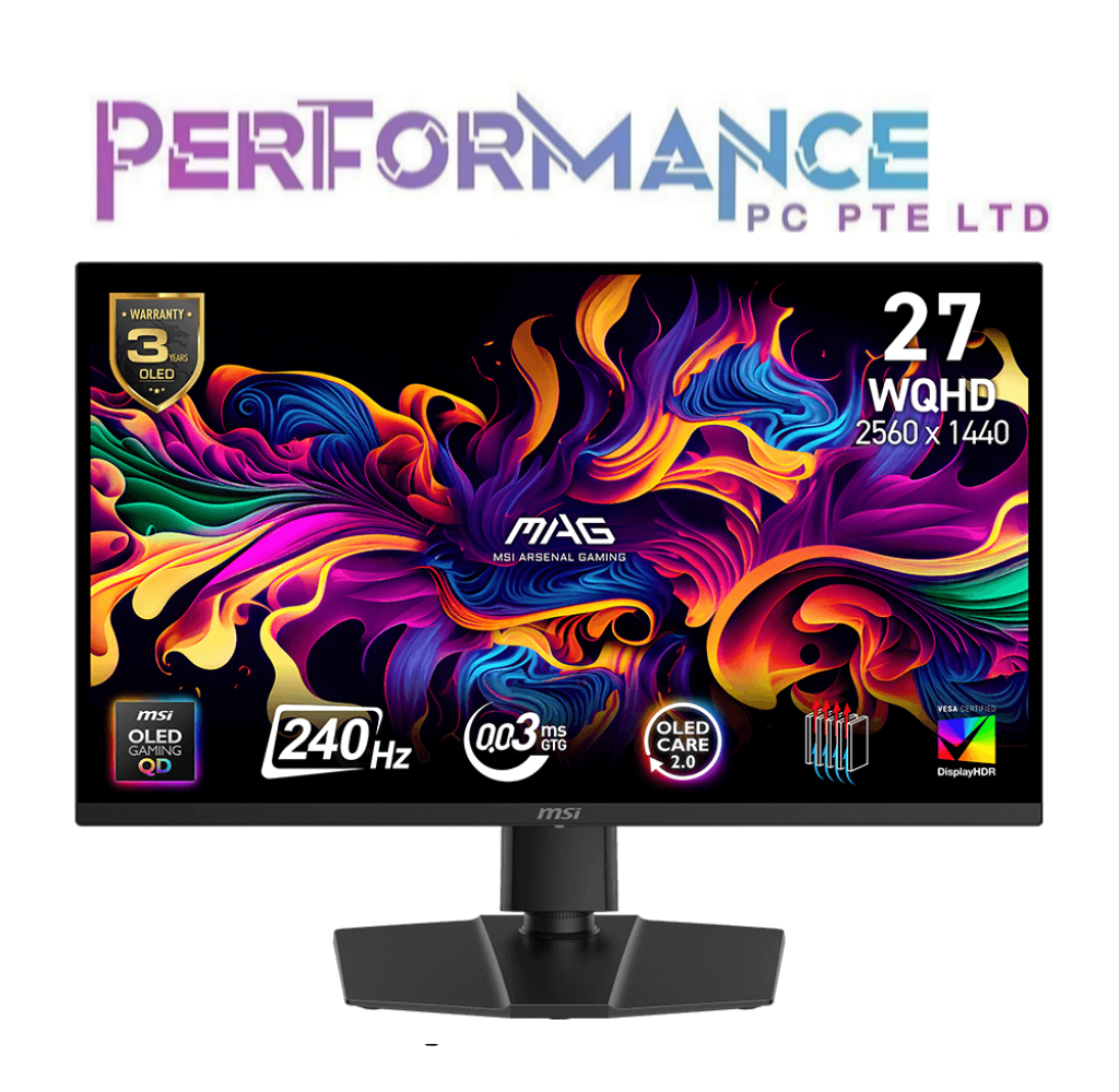 MSI MAG 273QP QD-OLED X24 27 INCH WQHD Flatscreen QD-OLED/240Hz GAMING MONITOR (3 YEARS WARRANTY BY CORBELL TECHNOLOGIES