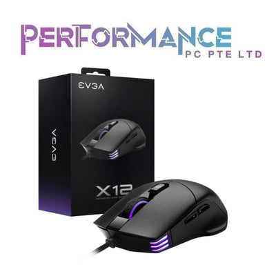 EVGA X12 Mouse White 8000 DPI, Wired, White, Customizable, Dual Sensor, 16,000 DPI, 5 Profiles, 8 Buttons, Ambidextrous Light Weight, RGB (1 YEAR WARRANTY BY TECH DYNAMIC PTE LTD)