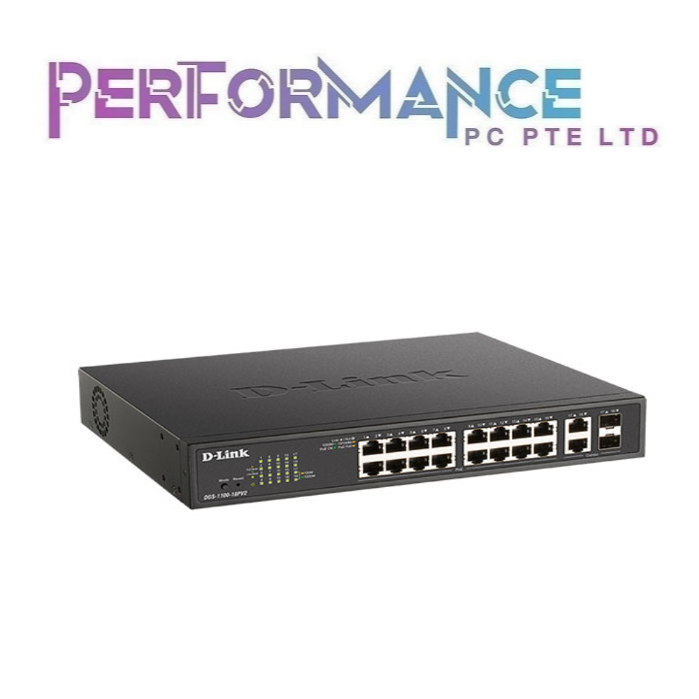 D-Link DGS-1100-18PV2 18-Port Gigabit Smart POE 2-port Gigabit Combo Uplinks (LIMITED LIFETIME WARRANTY BY BAN LEONG TECHNOLOGY PTE LTD)