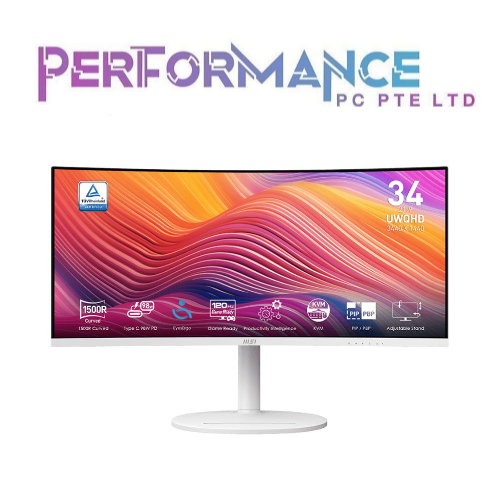 MSI Modern MD342CQPW WHITE 34"/UWQHD/Curved 1500R/VA/120Hz (3 YEARS WARRANTY BY CORBELL TECHNOLOGY PTE LTD)