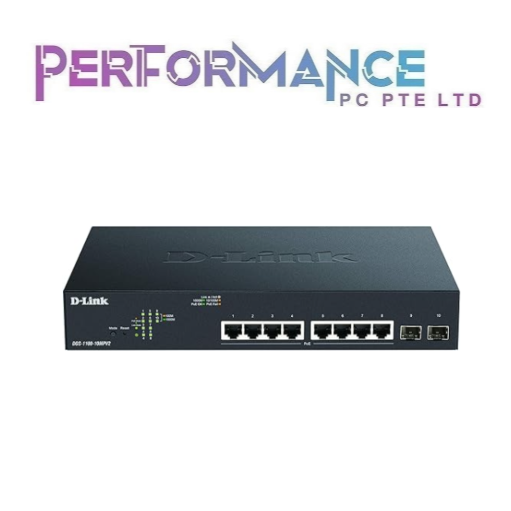 D-Link DGS-1100-10MPV2 10-port Gigabit Smart Managed PoE 130W Switch (LIMITED LIFETIME WARRANTY BY BAN LEONG TECHNOLOGY PTE LTD)