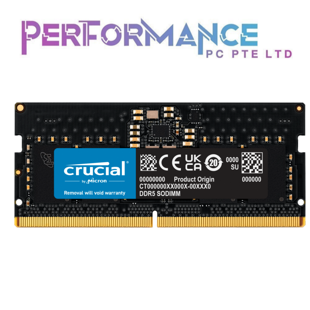 (Pre-Order)Crucial 8GB/16GB/32GB DDR5-4800 SODIMM/UDIMM CL40 (Black PCB) (LIMITED LIFETIME WARRANTY)