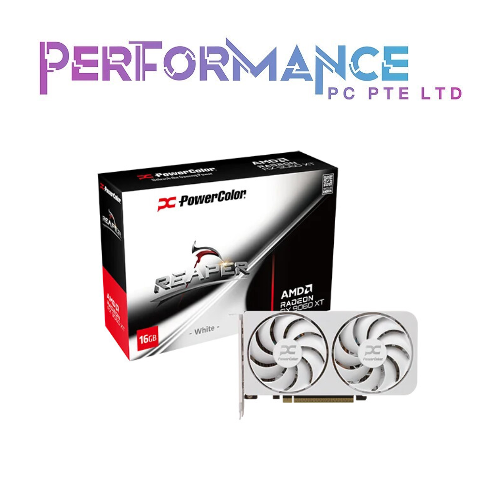 POWERCOLOR REAPER BLACK / WHITE RADEON RX9060XT 8GB/16GB GDDR6 (3YEARS WARRANTY BY BAN LEONG TECHNOLOGIES PTE LTD)