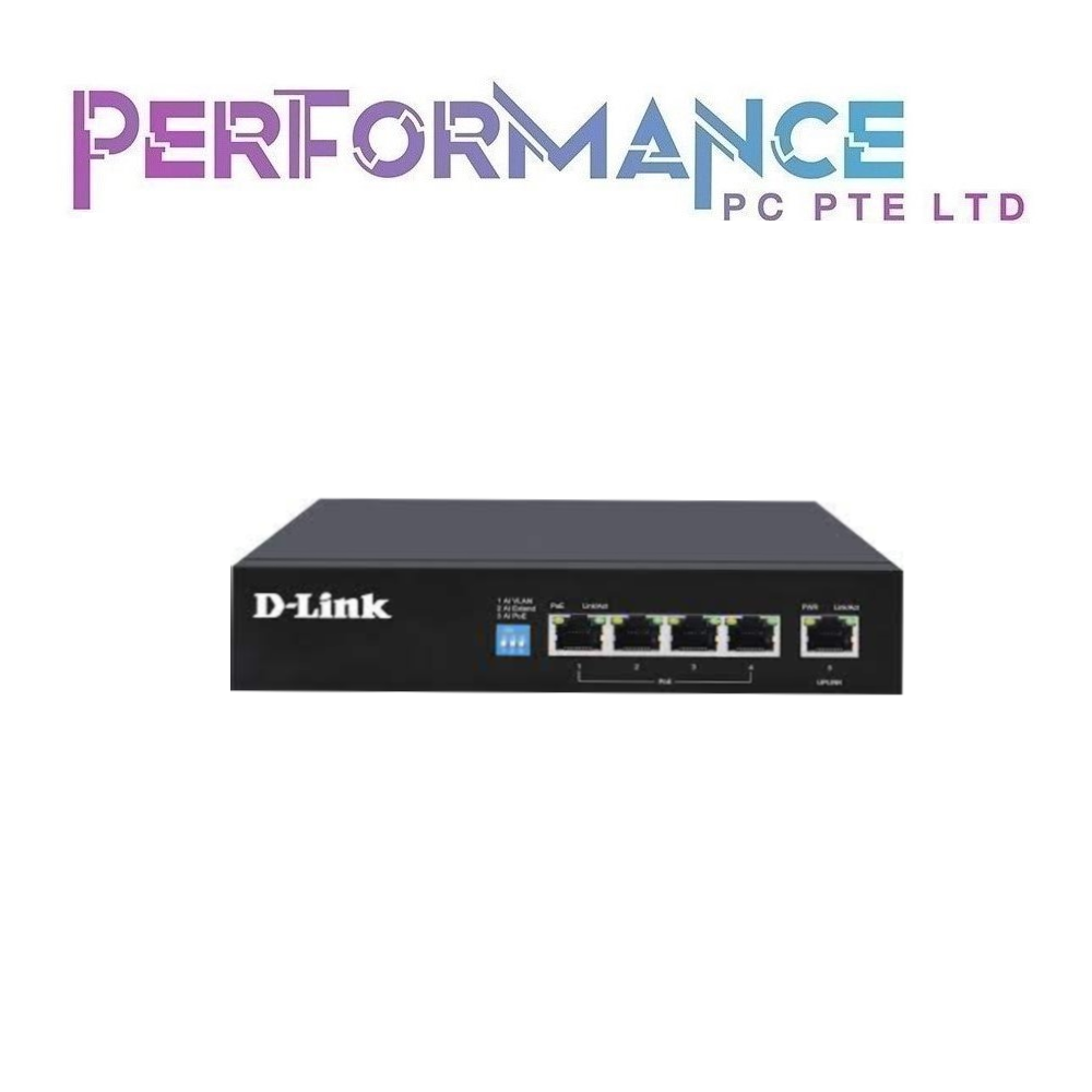 D-Link DGS-F1005P-E 250M 4-Port Gigabit PoE Switch  + 1 Uplink Gigabit Ports((3 YEARS WARRANTY BY BAN LEONG)