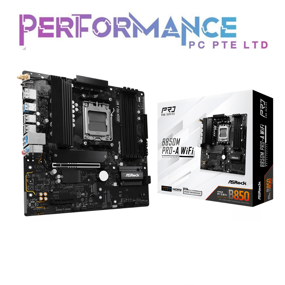 ASROCK B850M PRO-A WIFI PCIE GEN 5 M.2 AMD B850 CHIPSET MOTHERBOARD (3 YEARS WARRANTY BY TECH DYNAMIC PTE LTD)