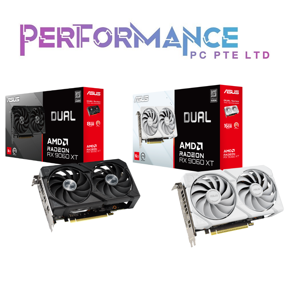 ASUS DUAL Radeon™ RX 9060XT 9060 XT 16GB GDDR6 BLACK /WHITE (3 YEARS WARRANTY BY BAN LEONG TECHNOLOGY PTE LTD)