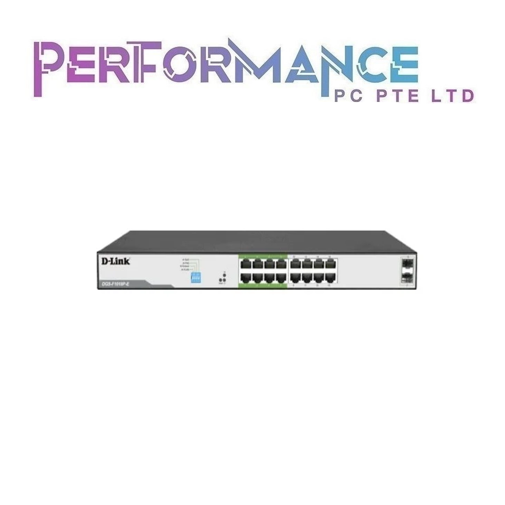 D-Link DGS-F1018P-E 250M 150W 16-Port  Gigabit PoE Switch  + 2 SFP Ports (3 YEARS WARRANTY BY BAN LEONG  TECHNOLOGY PTE LTD)