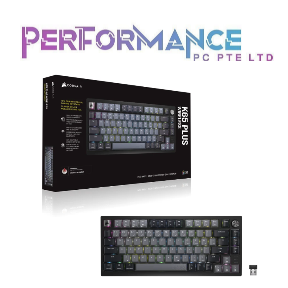 Corsair K65 PLUS WIRELESS 75% RGB Black Mechanical Gaming Keyboard (2 YEARS WARRANTY BY CONVERGENT SYSTEMS PTE LTD)