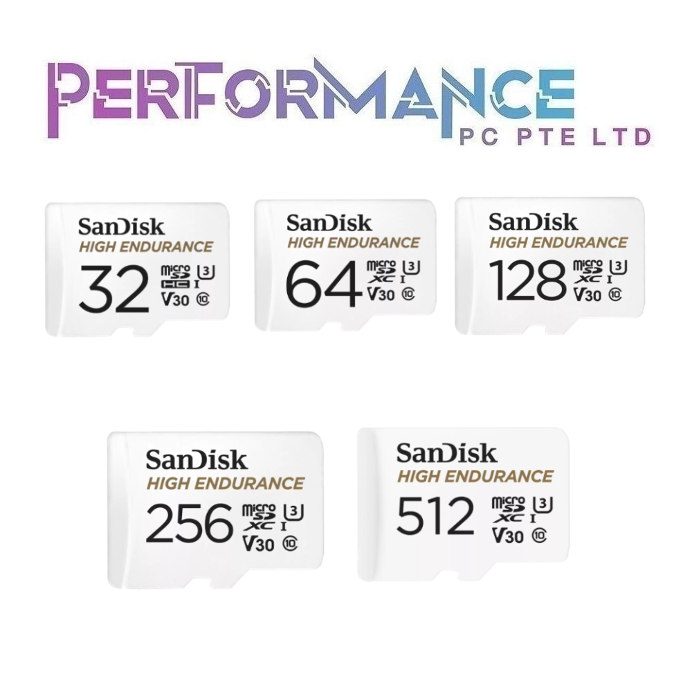 SanDisk High Endurance microSDHC 32GB / 64GB / 128GB / 256GB / 512GB Card Class 10 V30 100MB/s 40MB/s (2 YEARS BY CONVERGENT SYSTEM PTE LTD)