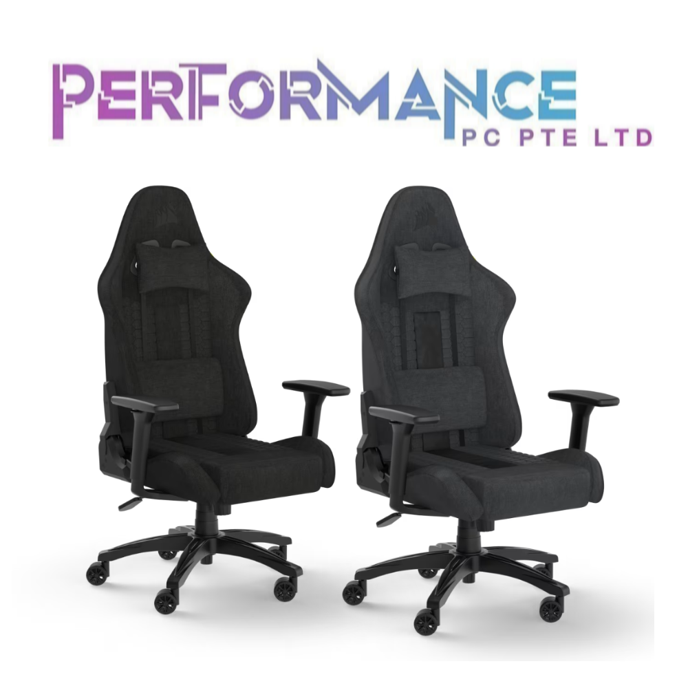 CORSAIR TC100 RELAXED Black,Black / Black,Grey Fabric Gaming Chair (2 YEARS WARRANTY BY CONVERGENT SYSTEMS PTE LTD)