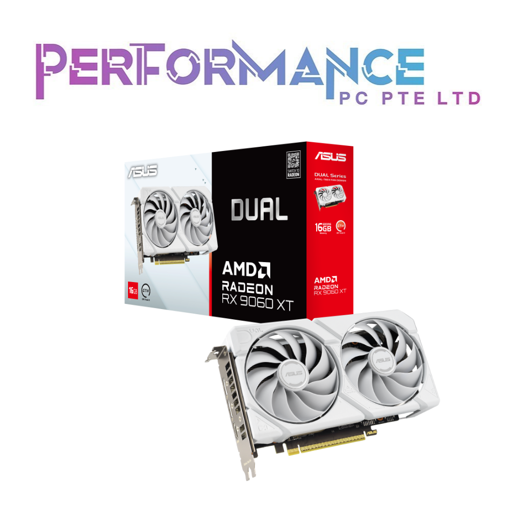 ASUS DUAL Radeon™ RX 9060XT 9060 XT 16GB GDDR6 BLACK /WHITE (3 YEARS WARRANTY BY BAN LEONG TECHNOLOGY PTE LTD)