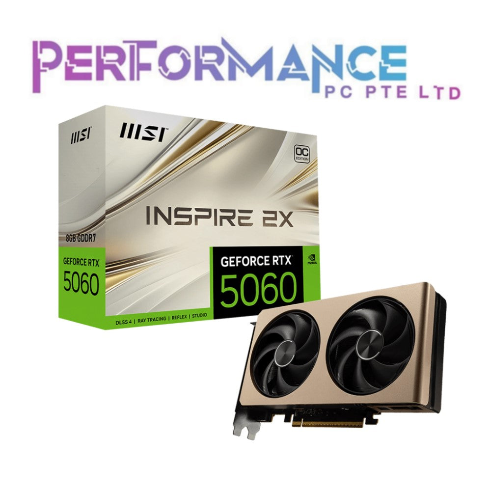 MSI GeForce RTX 5060 8GB INSPIRE 2X OC EDITION GDDR7 GRAPHICS CARD (3 YEARS WARRANTY BY CORBELL TECHNOLOGIES PTE LTD)