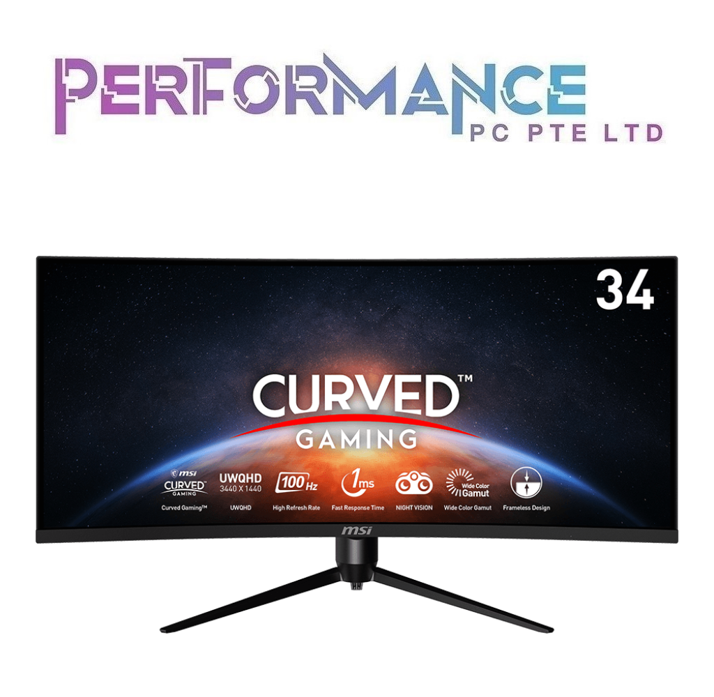 MSI MAG342CQPV 34 Inch UWQHD 3440 x 1440 (2K) 100Hz, 1ms, HDMI, DisplayPort, VA LED Panel, Curved Gaming Monitor (3 YEARS WARRANTY BY CORBELL TECHNOLOGY PTE LTD)