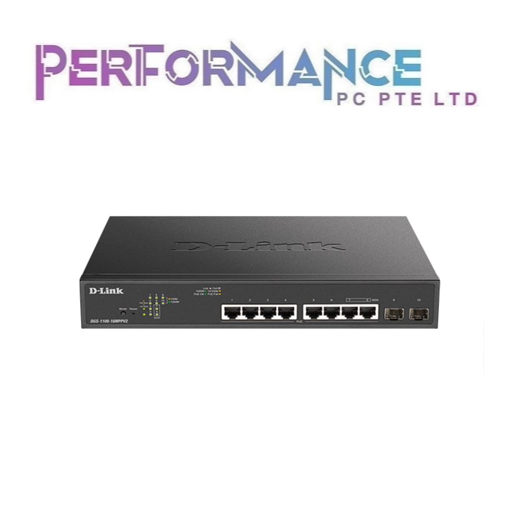 D-Link DGS-1100-10MPPV2 10-port Gigabit Smart Managed PoE++ 242W Smart Managed Switch(LIMITED LIFETIME WARRANTY BY BAN LEONG TECHNOLOGY PTE LTD)