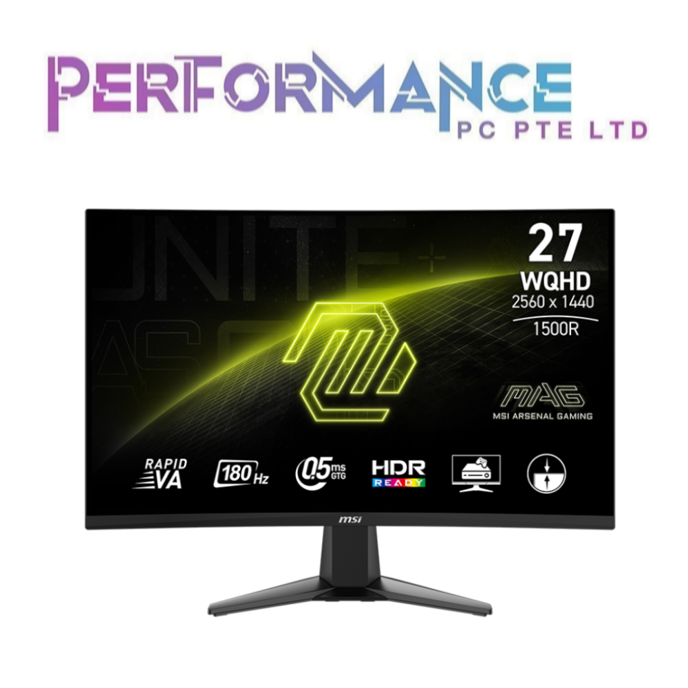 MSI MAG 27CQ6F 27 Inch Curved Monitor Refresh Rate 180Hz, 2560 x 1440 (WQHD) (3 YEARS WARRANTY BY CORBELL TECHNOLOGY PTE LTD)