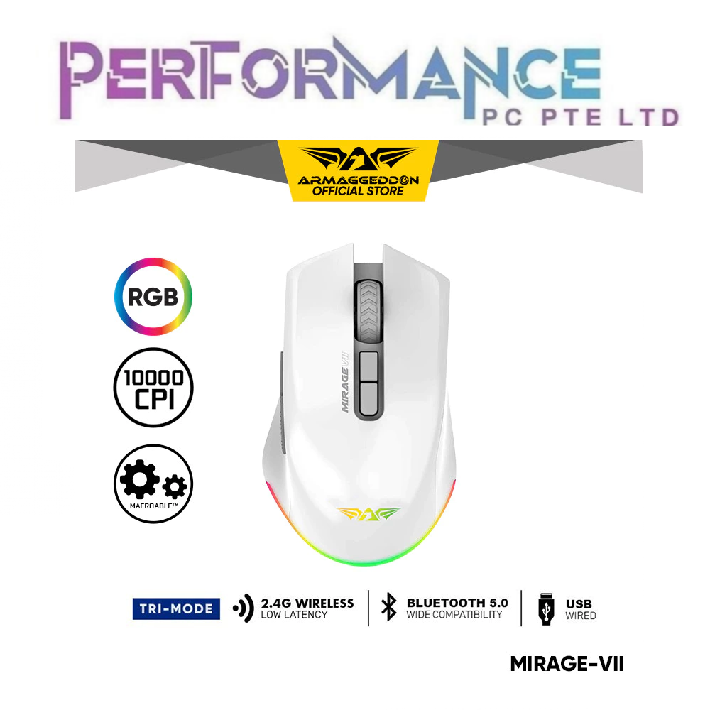 Armaggeddon Mirage-VII Rechargeable Gaming Mouse Black/White (2 YEARS WARRANTY BY LEAPFROG DISTRIBUTION PTE LTD)