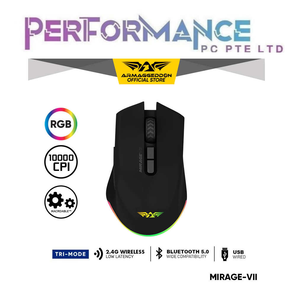 Armaggeddon Mirage-VII Rechargeable Gaming Mouse Black/White (2 YEARS WARRANTY BY LEAPFROG DISTRIBUTION PTE LTD)