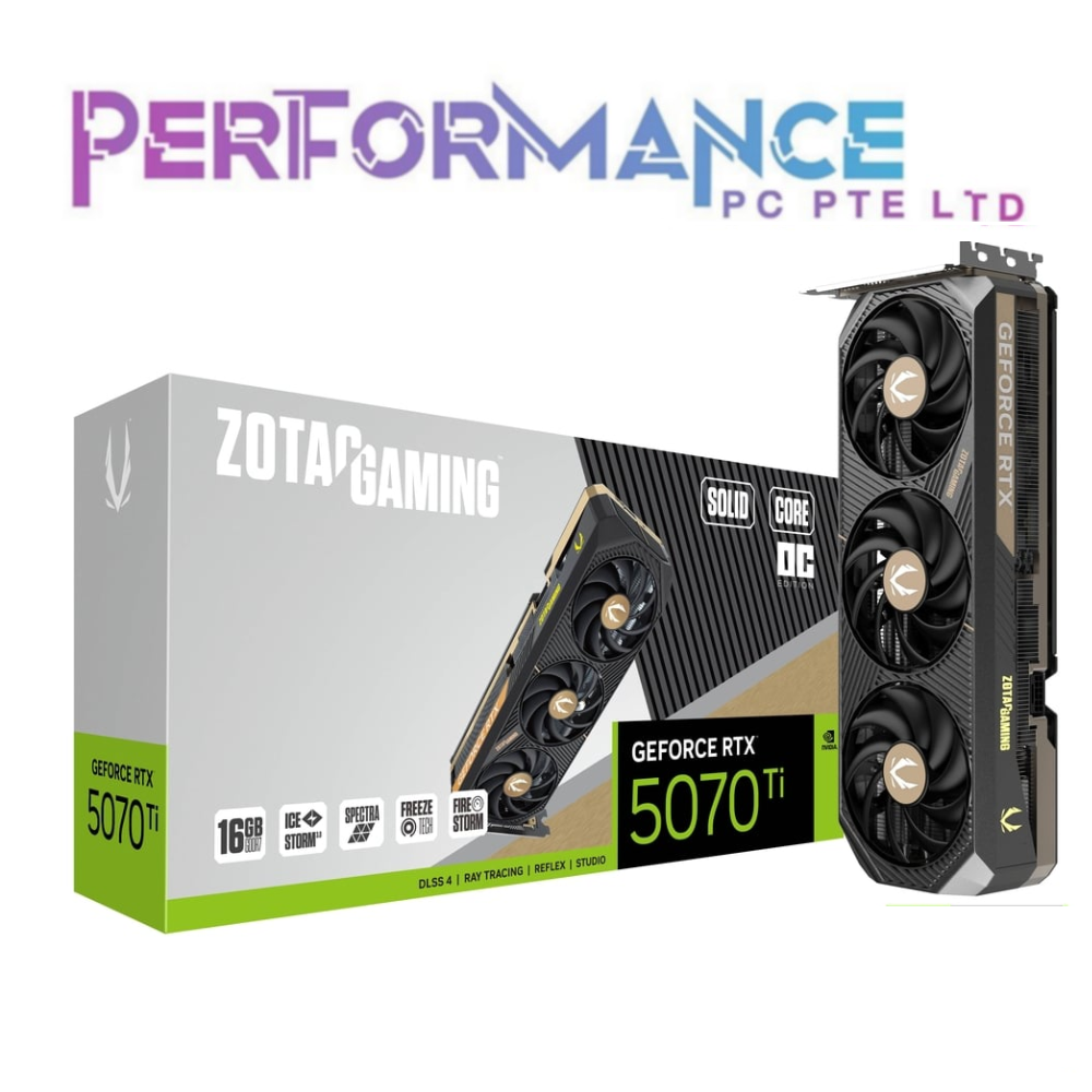 ZOTAC GAMING RTX 5070 Ti 5070TI SOLID CORE OC 16GB GDDR7 GRAPHICS CARD (3 YEARS WARRANTY BY TECH DYNAMIC PTE LTD)