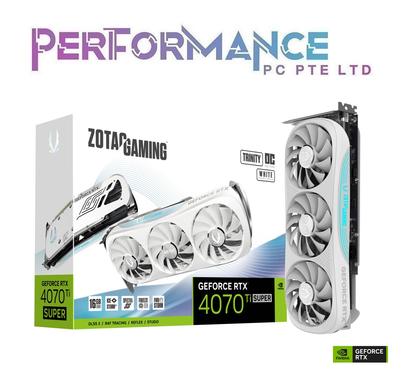 ZOTAC GAMING GeForce RTX 4070 Ti RTX 4070TI SUPER RTX 4070TI  SUPER Trinity BLACK / WHITE Edition 16GB GDDR6X ( 3+2 Years Warranty with Tech Dynamic PTE LTD )