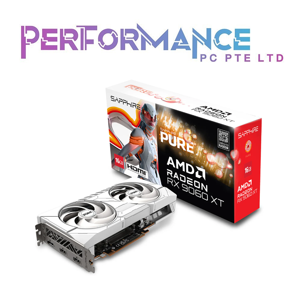 SAPPHIRE PURE AMD Radeon™ RX 9060 XT 16GB GRAPHICS CARD (2 YEARS WARRANTY BY CONVERGENT SYSTEMS PTE LTD)