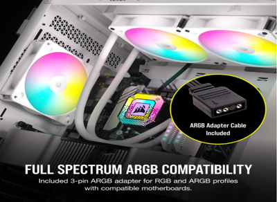 CORSAIR AR120 Black/White, 120mm iCUE RGB Fan, ARGB-Compatible, Single Pack (2 YEARS WARRANTY BY CONVERGENT SYSTEMS PTE LTD)