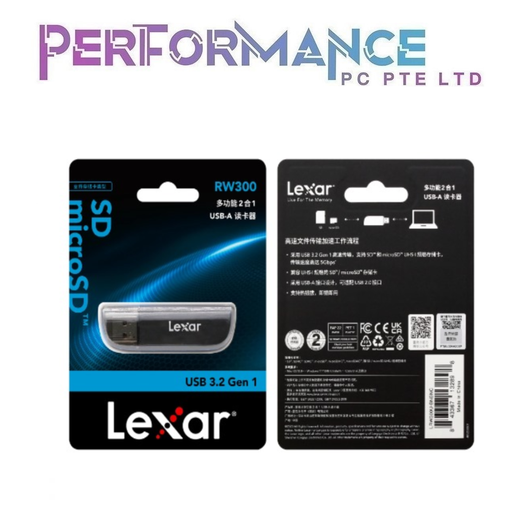 LEXAR Reader LRW300U Dual-slot USB-A USB 3.2 Gen1, Support SD/micro SD UHS-I