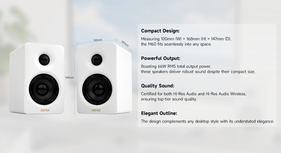 EDIFIER M60 COMPACT MULTIMEDIA SPEAKER - BLACK/WHITE SPEAKER (2 WARRANTY BY BAN LEONG TECHNOLOGIES PTE LTD)
