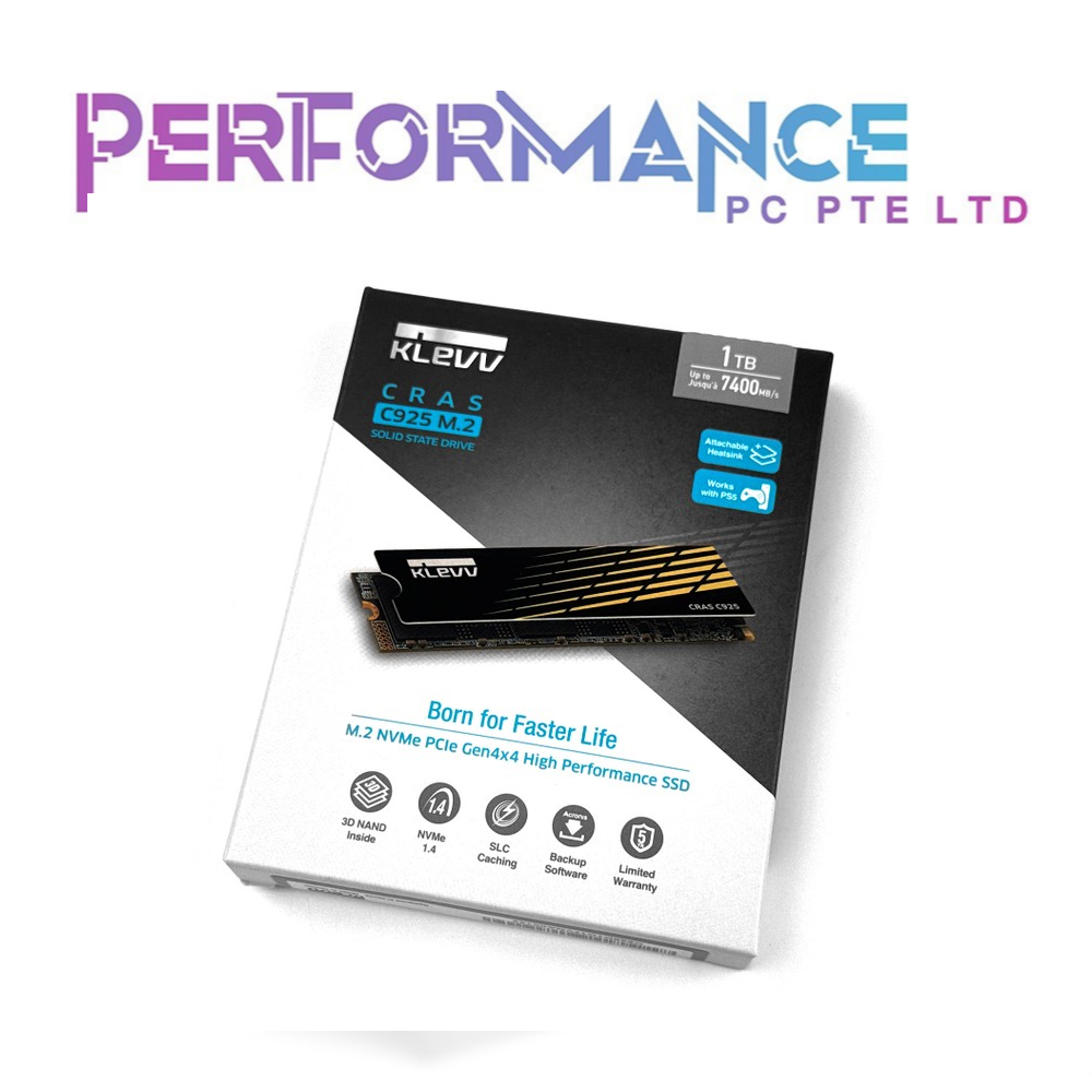 KLEVV CRAS C925 NVMe GEN4 (7400/6500W) (LIMITED LIFETIME WARRANTY BY TECH DYNAMIC PTE LTD)