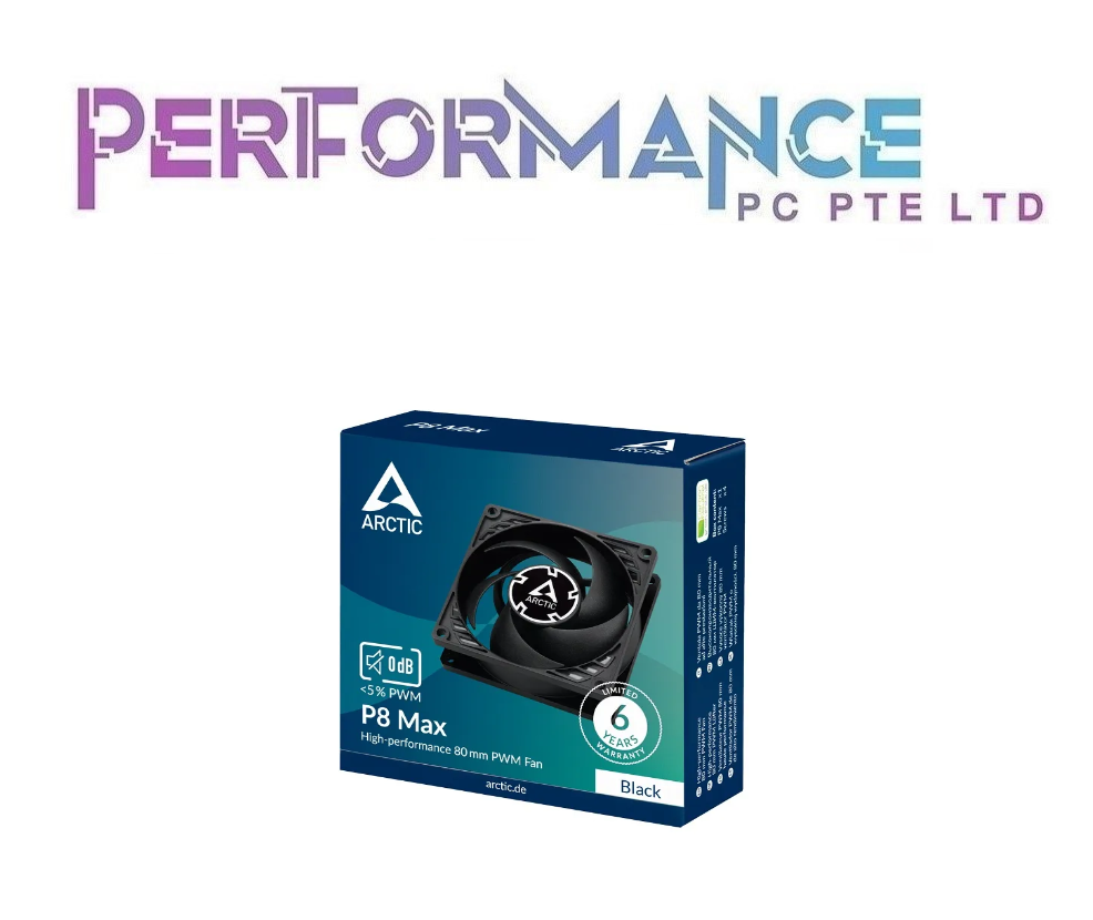 ARCTIC P8 MAX SINGLE FAN - BLACK (6 YEARS WARRANTY BY TECH DYNAMIC PTE LTD)