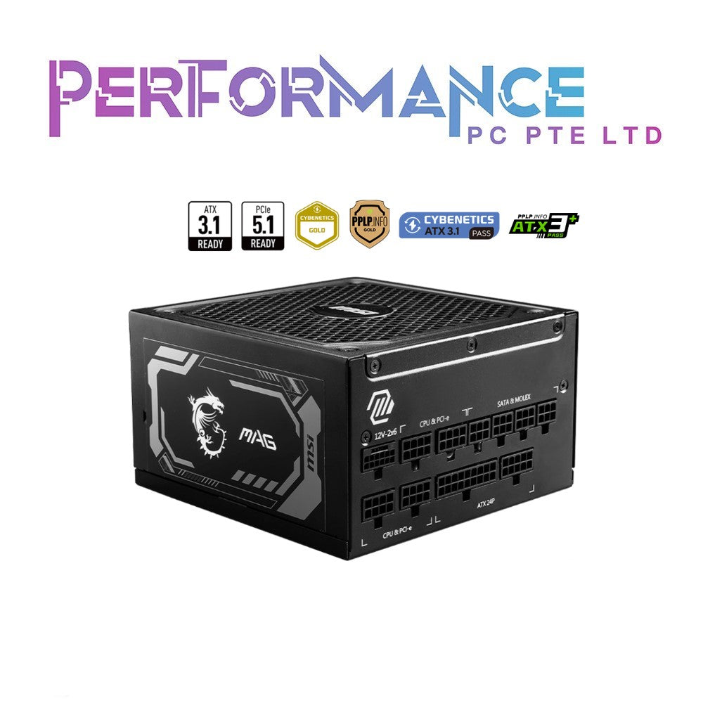 MSI MAG A1000GL 1000W PSU 80+ Gold ATX 3.1 PCIE 5.1 Flat Cables (7 YEARS WARRANTY BY CORBELL TECHNOLOGY PTE LTD)