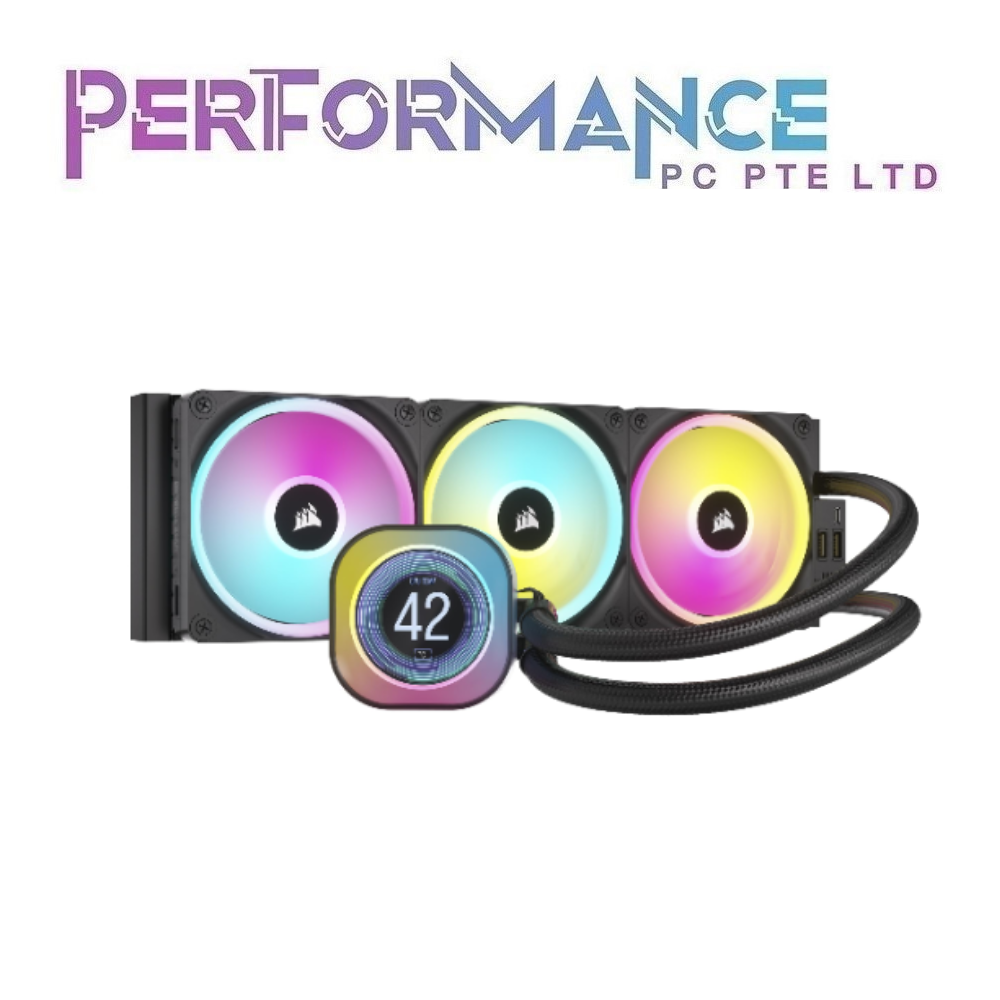 CORSAIR iCUE LINK H150i LCD Liquid CPU Cooler - QX120 RGB Fans - IPS LCD - 360mm Radiator - Black/White (5 YEARS WARRANTY BY CONVERGENT SYSTEM PTE LTD)