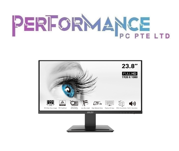 MSI PRO MP243W 24"/FHD/Flatscreen/IPS Panel/75hs/5ms/Less Blue Light (3YEARS WARRANTY BY CORBELL TECHNOLOGY PTE LTD)