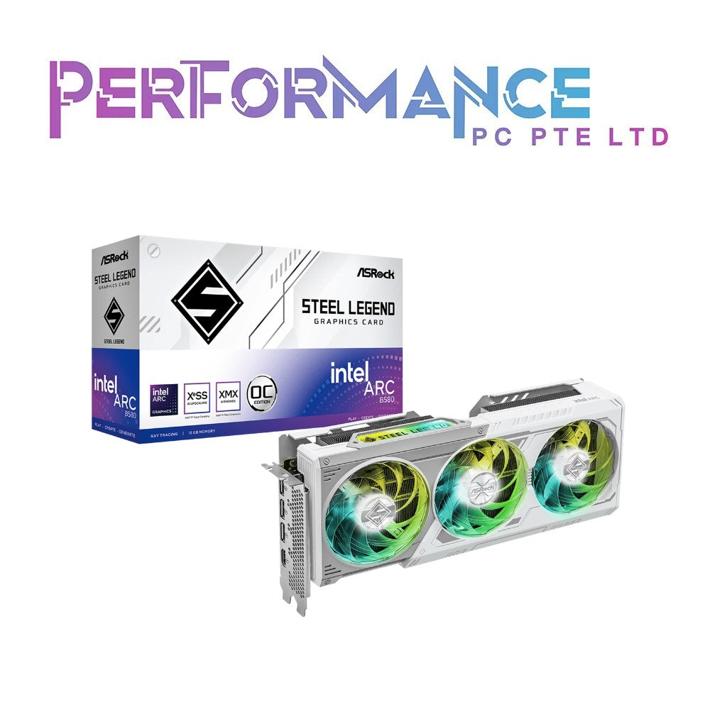 ASRock Intel Arc B580 / B 580 Steel Legend 12GB OC White Graphic card ( 3 YEARS warranty by Tech Dynamic Pte Ltd )