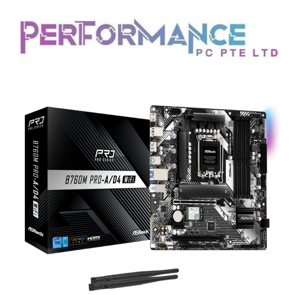 ASRock B760M B 760M B760 M PRO-A D4 WIFI MOTHERBOARD (SUPPORT 14th, 13th & 12th Gen CPU) (3 YEARS WARRANTY BY TECH DYNAMIC PTE LTD)