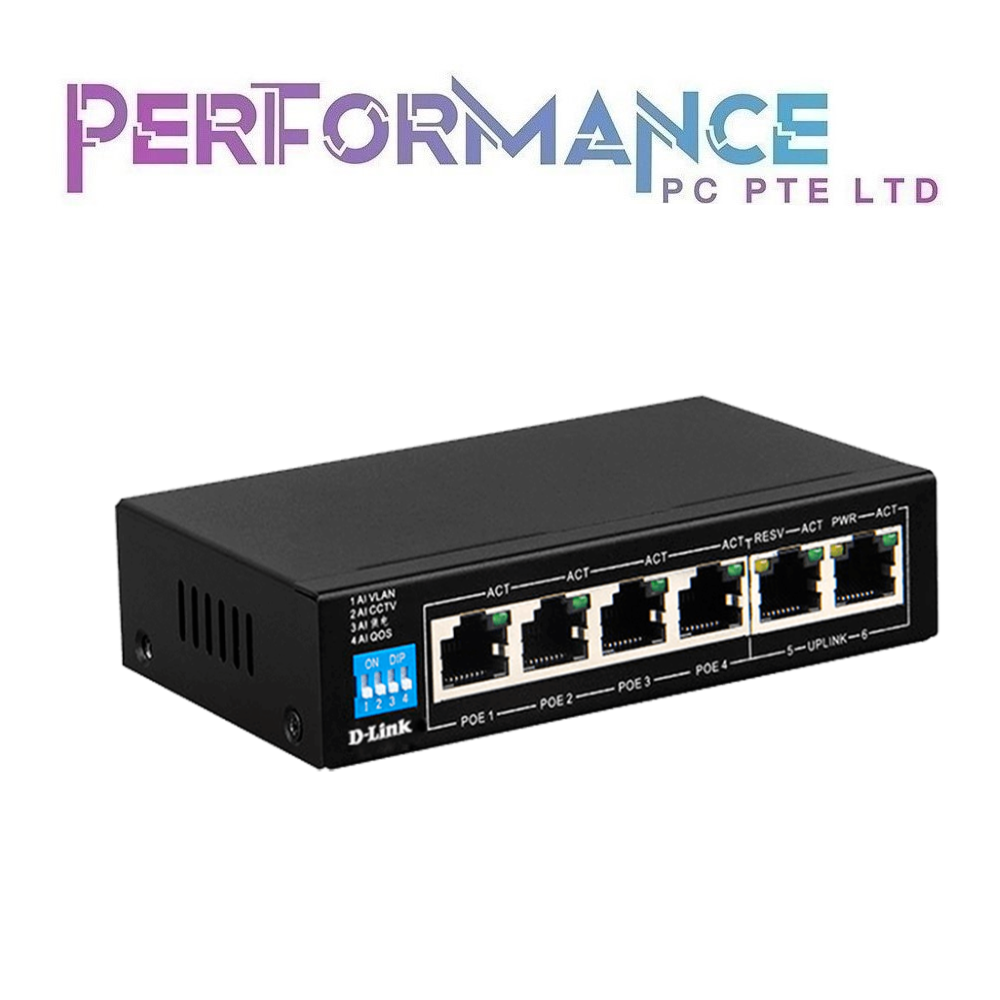 D-LINK 250M 6-port 10/100 switch with 4 PoE Ports and 2 Uplink Ports | DES-F1006P-E (3 YEARS WARRANTY BY BAN LEONG TECHNOLOGY PTE LTD)