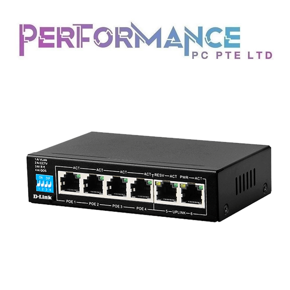 D-LINK 250M 6-port 10/100 switch with 4 PoE Ports and 2 Uplink Ports | DES-F1006P-E (3 YEARS WARRANTY BY BAN LEONG TECHNOLOGY PTE LTD)