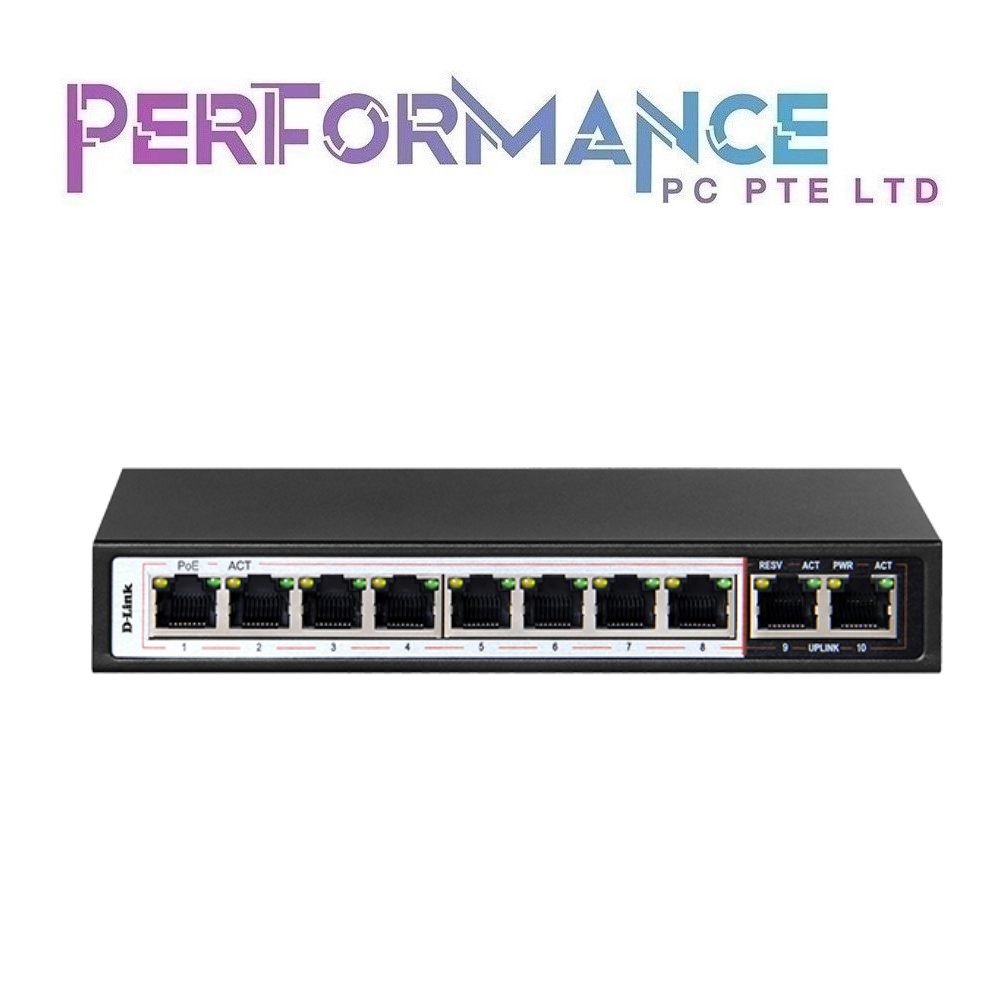 D-LINK 10-Port PoE Switch with 8 Long Reach 250m PoE Ports and 2 Uplink Ports DES-F1010P-E (3 YEARS WARRANTY BY BAN LEONG TECHNOLOGY PTE LTD)