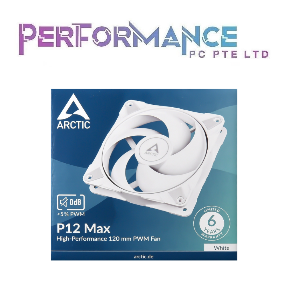 Arctic P12 Max High Performance 120 mm Fan 3300 RPM Non-ARGB Fan - Black / White (6 YEAR WARRANTY TECH DYNAMIC PTE LTD)