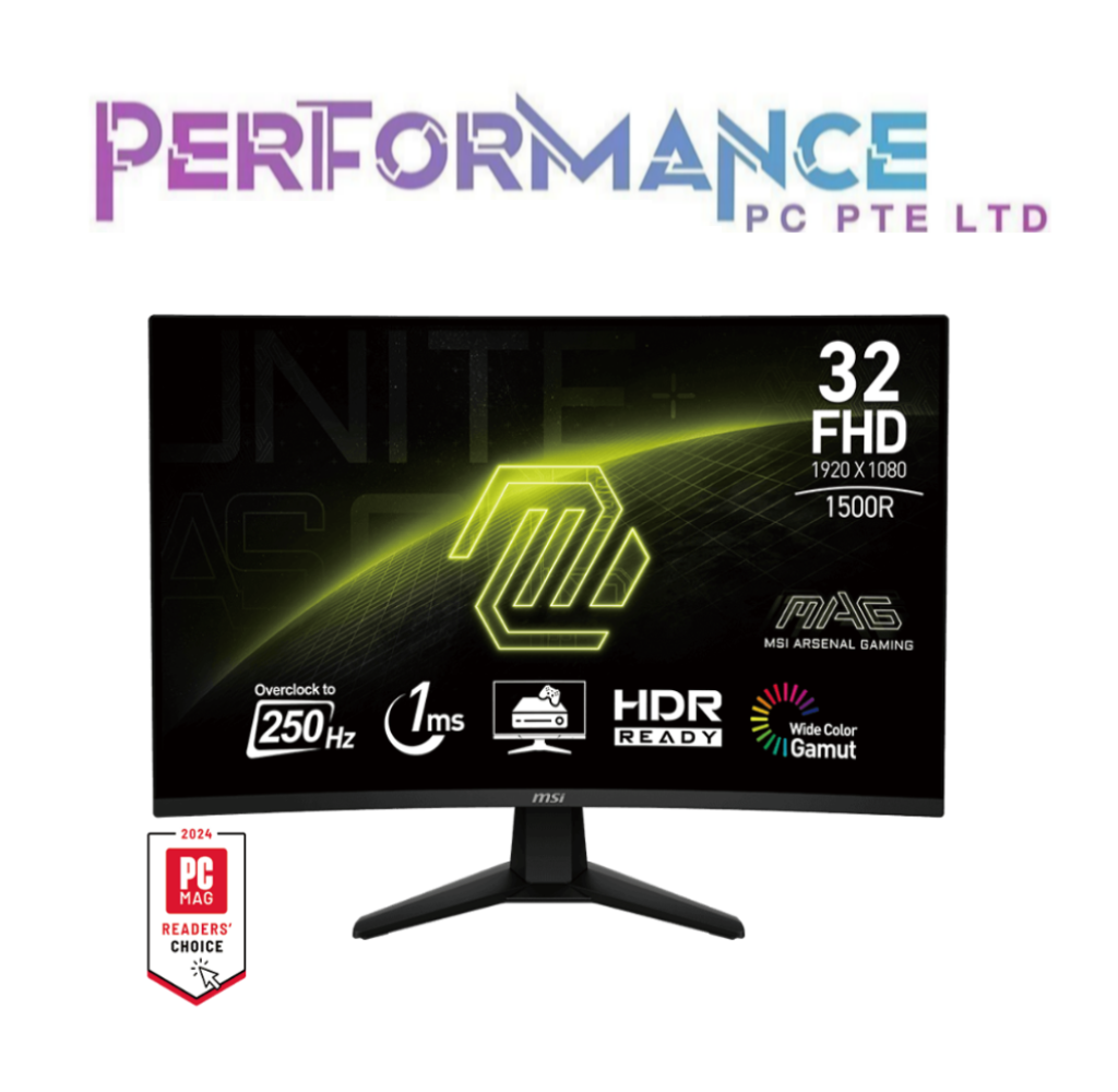 MSI MAG 32C6X 31.5"/FHD/Curved 1500R/VA/250Hz 1920 x 1080 (FHD) Gaming Monitor (3 YEARS WARRANTY BY CORBELL TECHNOLOGY PTE LTD)