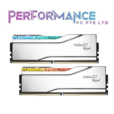 G.SKILL GSKILL Trident Z5 RGB Royal Silver 32GB (2x16GB) / 48GB (2x24GB) 6800 / 7200 / 7600 / 8000/ 8200 / 8400 Silver Intel XMP Dual Channel Kit Desktop Memory RAM (LIMITED LIFETIME WARRANTY BY CORBELL TECHNOLOGY PTE LTD)