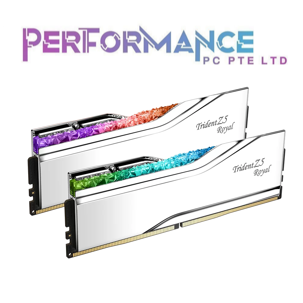 G.SKILL GSKILL Trident Z5 RGB Royal Silver 32GB (2x16GB) / 48GB (2x24GB) 6800 / 7200 / 7600 / 8000/ 8200 / 8400 Silver Intel XMP Dual Channel Kit Desktop Memory RAM (LIMITED LIFETIME WARRANTY BY CORBELL TECHNOLOGY PTE LTD)