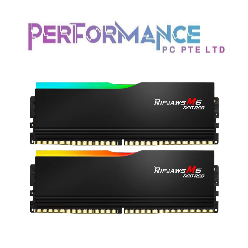 G.Skill GSKILL Ripjaws M5 Neo RGB DDR5 6000MHz / 6400MHz CL36 32GB (2x16GB) Black / White 1.35V AMD EXPO Memory RAM (LIMITED LIFETIME WARRANTY BY CORBELL TECHNOLOGY PTE LTD)