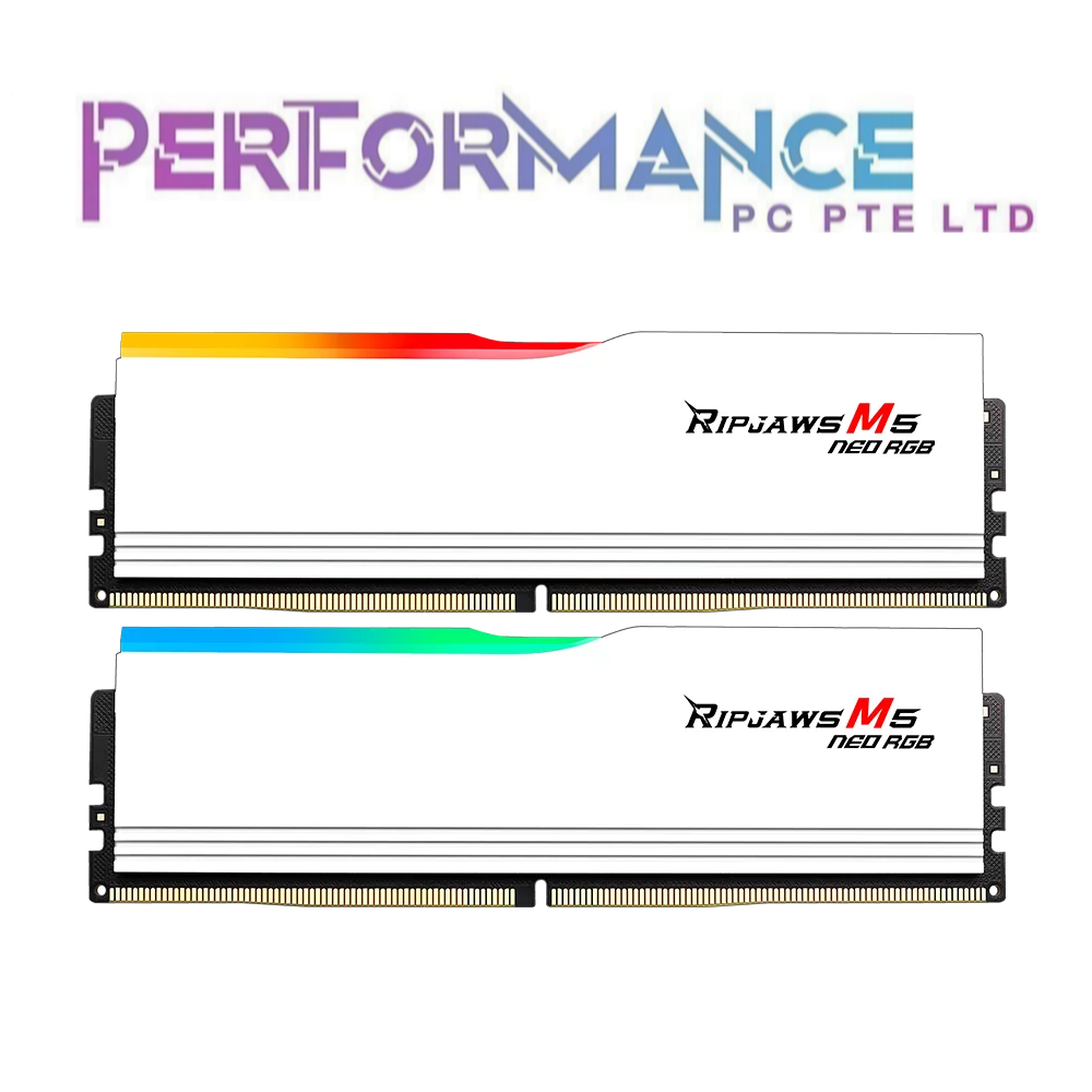 G.Skill GSKILL Ripjaws M5 Neo RGB DDR5 6000MHz / 6400MHz CL36 32GB (2x16GB) Black / White 1.35V AMD EXPO Memory RAM (LIMITED LIFETIME WARRANTY BY CORBELL TECHNOLOGY PTE LTD)