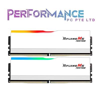 G.Skill GSKILL Ripjaws M5 Neo RGB DDR5 6000MHz / 6400MHz CL36 32GB (2x16GB) Black / White 1.35V AMD EXPO Memory RAM (LIMITED LIFETIME WARRANTY BY CORBELL TECHNOLOGY PTE LTD)