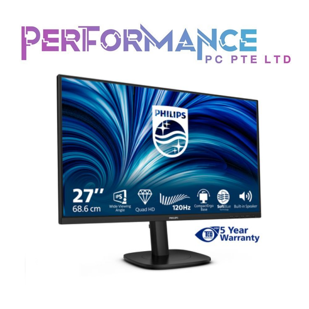 PHILIPS 27B2N3500J 27 INCH / QHD / IPS/120Hz / 4ms (GtG) Pivot 90° (3 YEARS WARRANTY BY CORBELL TECHNOLOGIES PTE LTD)
