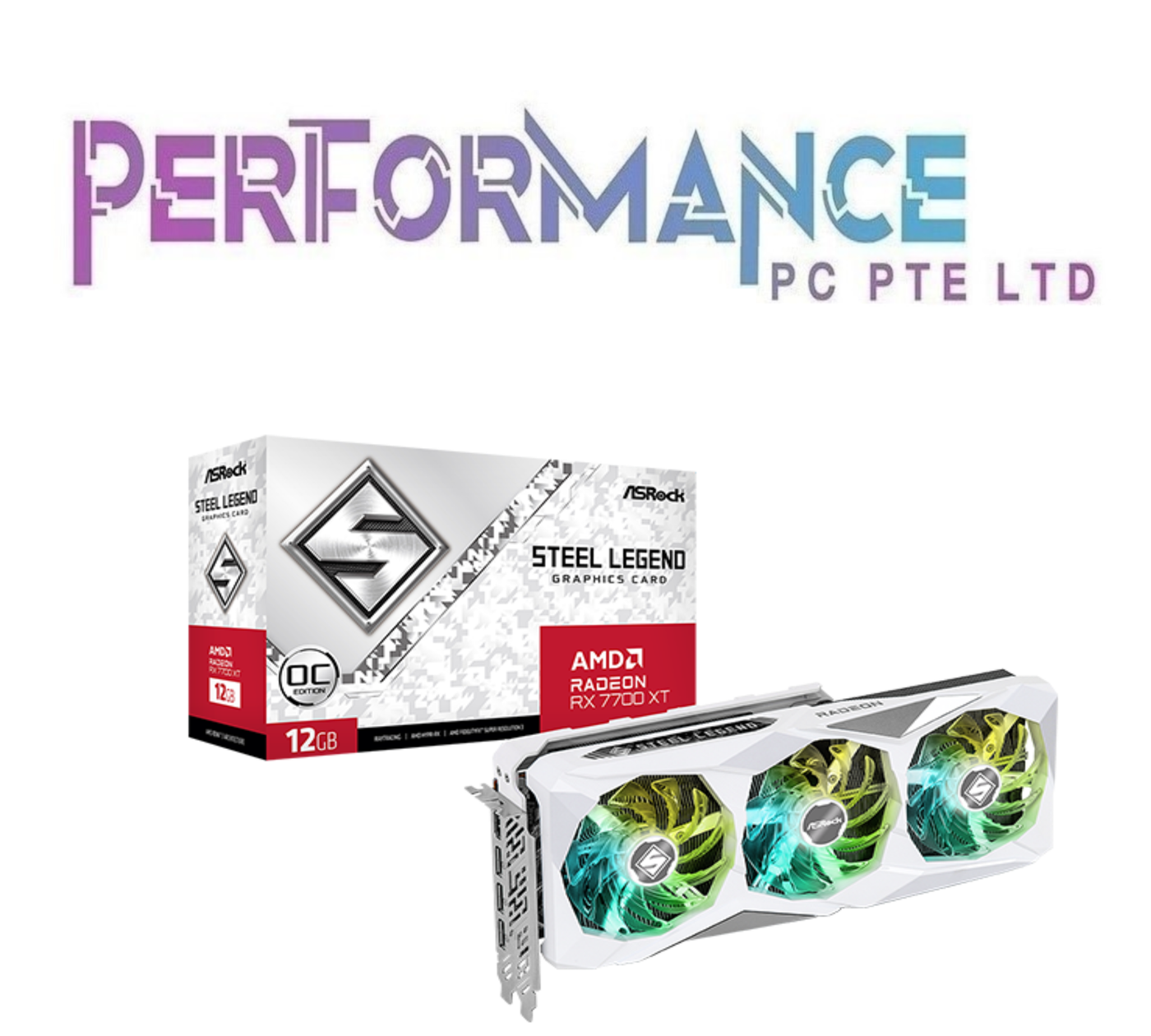 Asrock AMD Radeon RX 7700 XT RX7700XT RX7700 XT RX 7700XT Steel Legend 12GB OC White (3 YEARS WARRANTY BY TECH DYNAMIC PTE LTD)