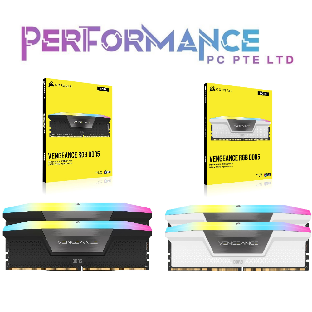CORSAIR VENGEANCE RGB DDR5 2x16GB / 32GB /5200Mhz  CL40  1.25v Black/White (FOR INTEL)(LIMITED LIFETIME WARRANTY BY CONVERGENT SYSTEMS PTE LTD)